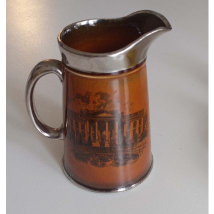 Fabulous 1900's Souvenir Porcelain Creamer with Silver Accents