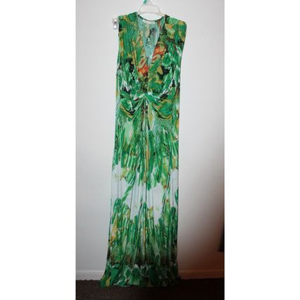 Womens Maxi Dress JULIA Long Green Maxi Dress Size M / L