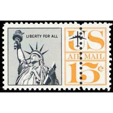 C63 Var, 15¢ With Extra Row of Perforations Error Airmail Mint NH - Stuart Katz
