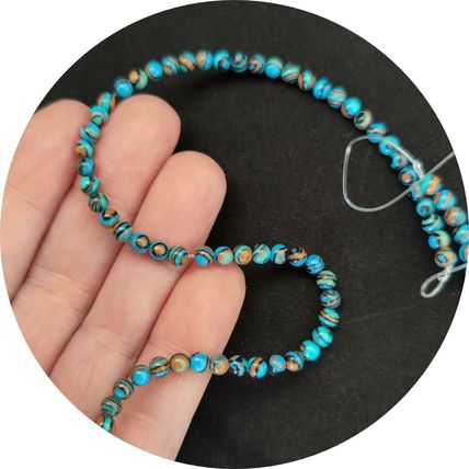 Blue Malachite 4mm Round Natural Stone Bead String Avg 95 Beads 15" long NB1