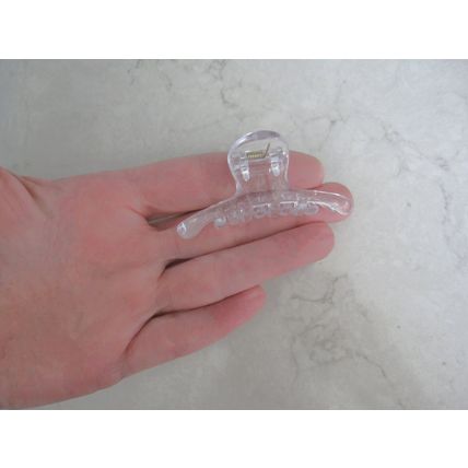 Small clear transparent no color hair claw clip for fine, thin hair