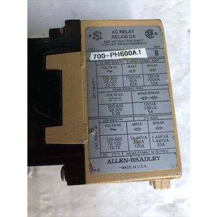 ALLEN BRADLEY 700-PH600A1,700-PH600A 1,115-120v,bul 700 type pk,700-PH600A1,,FE