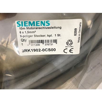 SIEMENS 3RK1902-0CS00 SERVO MOTOR CABLE SUPPLY CORDSET,9POLE HARTING 22288 CE,ET
