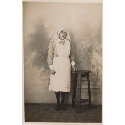 Tired House Servant Antique Real Photo Postcard