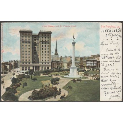Union Square and St Francis Hotel, San Francisco, California, 1904 - Weidner PC