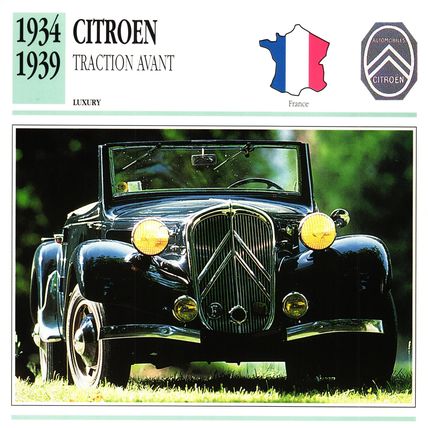 Collectors Club card. Classic Cars. Citroen Traction Avant