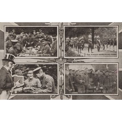 WW1 A Welcome Meal Army Food Rations Inspection Antique War Postcard