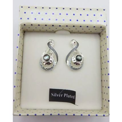 Mono Tones Affinity Drop Earrings Silver Plated Friction Backs Gift Jewellery
