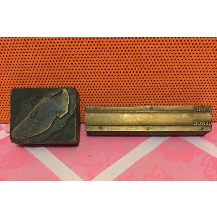 Two Vintage Wood And Copper Stamps
