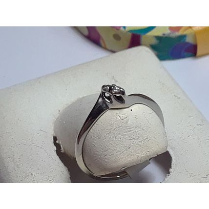 Estate .04ctw Natural Rd Diamond 14Kt White Gold Tracer Wedding Band Ring #20488