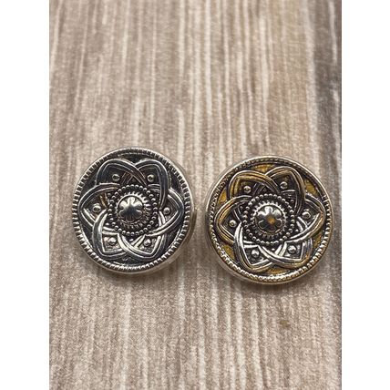 Shank Buttons 15mm Antique Silver Metal Coat Blazer Fancy Flower Design