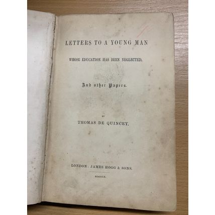 RARE* 1860 THOMAS DE QUINCEY "LETTERS TO A YOUNG MAN" ANTIQUE BOOK (P3)