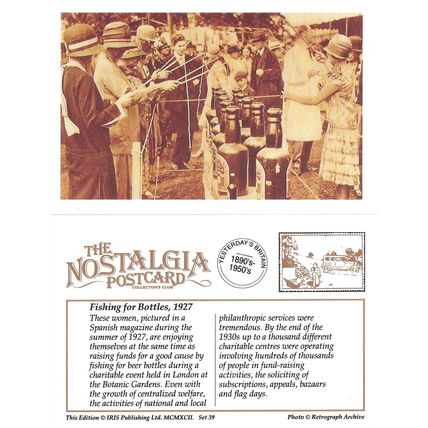 Postcard Fishing for Bottles London Botanic Gardens 1927 Fund Raising Nostalgia