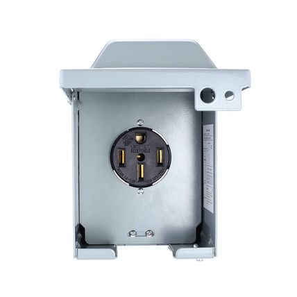 Miady 50 Amp 125/250 Volt RV Power Outlet Box, Enclosed Lockable Weatherproof Ou