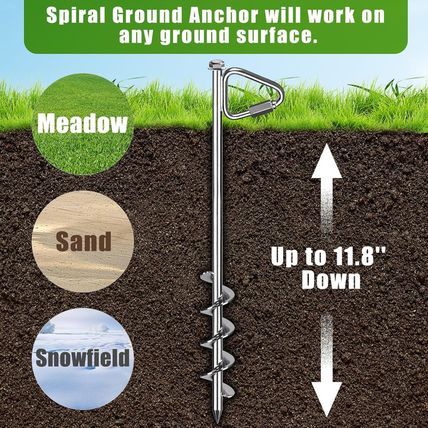 14" Ground Anchors with Chrome-Plated, Heavy-Duty for Trampolines, Tents, Mobile