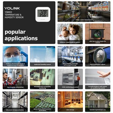 Yolink Smart Wireless Temperature & Humidity Sensor, 3-Pack, Wide Temp Range for