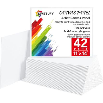 Simetufy 11 X 14 Inch 42 Pack Painting Canvas Boards- Gesso Primed Acid-Free 100