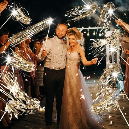 100 Pcs Wedding Wands Light up with LED Tinsel Wedding Streamers for Wedding Sen