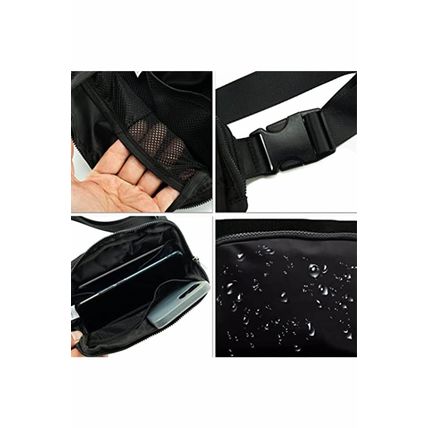 Black Waterproof Zipped Crossbody Chest Bag 20*5*14cm