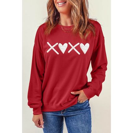 Red Puff XOXO Print Valentines Heart Sweatshirt