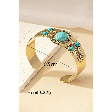 Gold Vintage Boho Turquoise Cuff Bracelet
