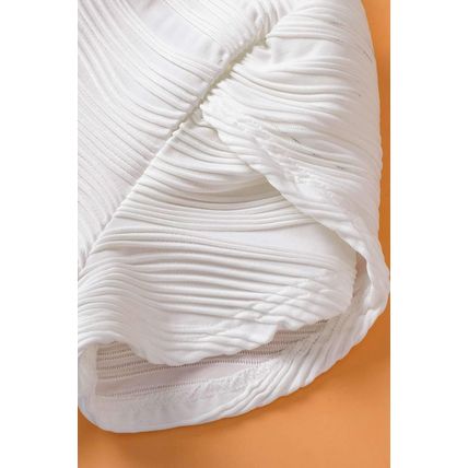 White Solid Color Textured V Neck Short Sleeve Top