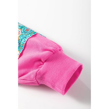 Sachet Pink Mixed Print Patch Drop Shoulder Pullover Top