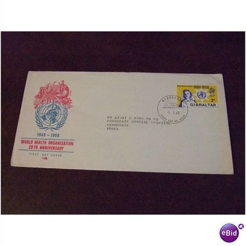 Gibraltar 1968 20th Ann World Health Organisation stamp FDC Nurse Harrogate