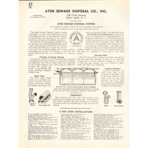 aten sewage disposal company 1938 septic tank plumbing vintage catalog