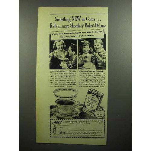 1946 Baker's De Luxe Cocoa Ad - Something New