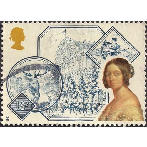 GB, Queen Victoria, Crystal Palace, blue 1987, 18p, #3