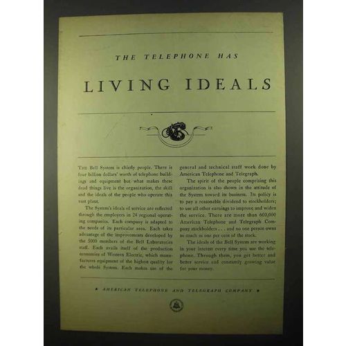 1931 AT&T Telephone Ad - Has Living Ideals
