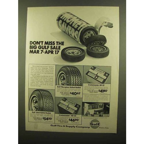 1977 Guf Tire & Battery Ad - Fiberglass Belted Radial