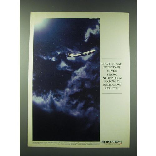 1989 British Airways Ad - Classic cuisine, exceptional service