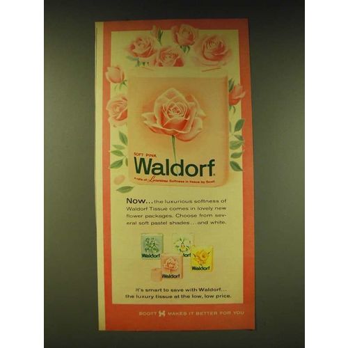 1964 Scott Waldorf Tissue Paper Ad - The luxurious softness
