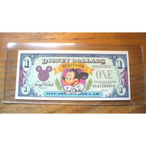 1993 Disney Dollar - Mint Condition - "A" Series - IN HOLDER