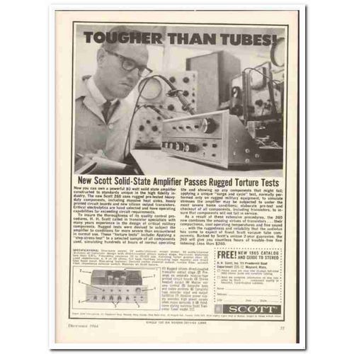 H H SCOTT INC 1964 260 Solid-State Amplifier Passes Tests vintage ad