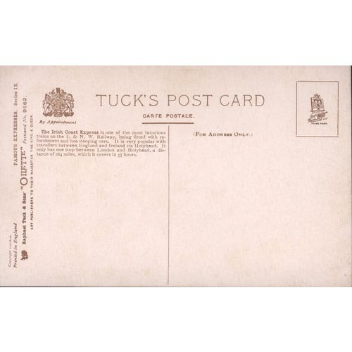 Antique Tuck's PC - L.&N.W.R Irish Boat Express, Britannia Bridge, Menai Straits