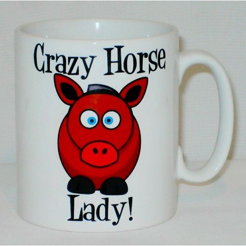 Crazy Horse Lady Mug Can Personalise Funny Animal Lover Rider Jumper Beware Gift
