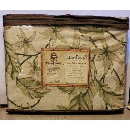 PANAMA JACK ISLAND BREEZE TROPICAL PLANT THEMED FULL DOUBLE SIZE SHEETS SET~NEW~