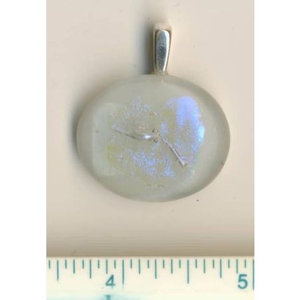 Handmade OOAK Dichroic Fused Glass Pendant, pink-ish, silver bail, id:s28