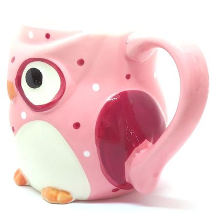 Pink Owl Shaped Mug Fine China 10 CM