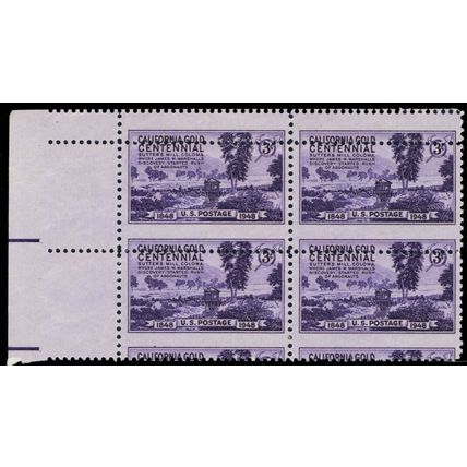 954, MNH 3¢ Misperf Shift Freak Error Block of 4 California Stamps - Stuart Katz