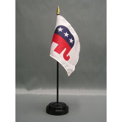 Republican Party GOP 4"x6" Desk Stick Flag, With Black Plastic Stand