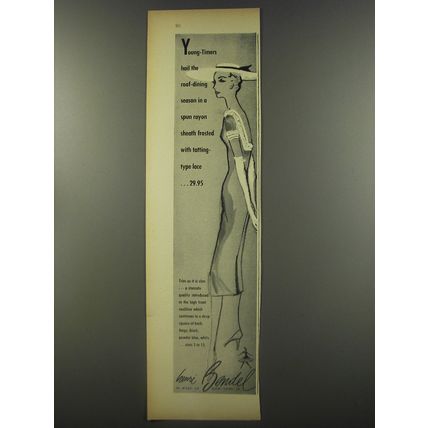 1956 Henri Bendel Fashion Ad - Young-timers hail the roof-dining season