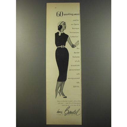 1956 Henri Bendel Fashion Advertisement - 60 sparkling years
