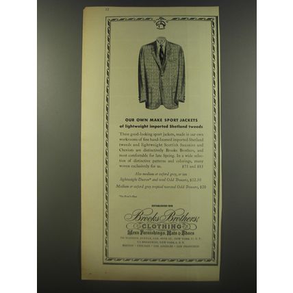 1956 Brooks Brothers Clothing Ad - Our own make sport jackets