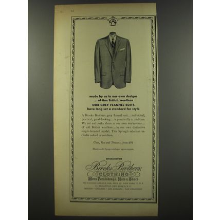 1956 Brooks Brothers Clothing Ad - made by us in our own designs