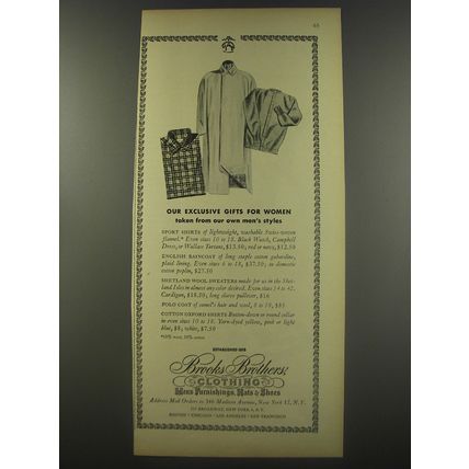 1956 Brooks Brothers Clothing Ad - Our exclusive gifts for women