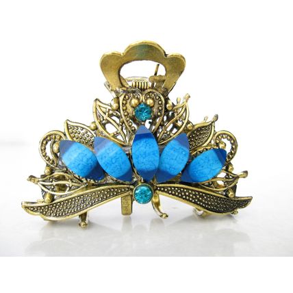 Medium jeweled antique bronze hair claw clip